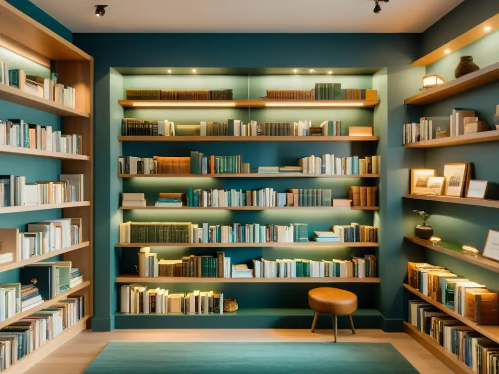 Librería tranquila invita a la aventura literaria Un acogedor rincón de lectura en una librería tranquila invita a explorar mundos literarios