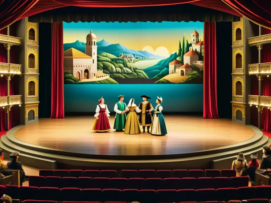 Actores en escena representando 'La fierecilla domada' en un teatro renacentista con giros inesperados en la comedia renacentista