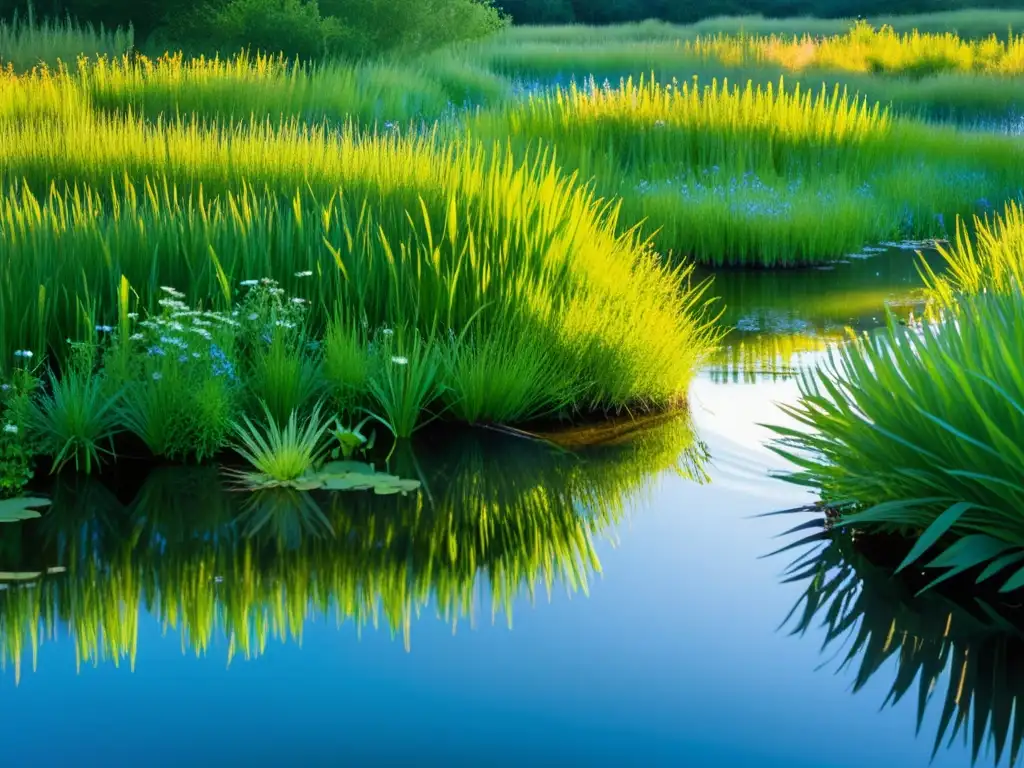 Un análisis detallado de la hermosa naturaleza donde cantan las langostas, con vista a un paisaje de pantano lleno de vida y serenidad