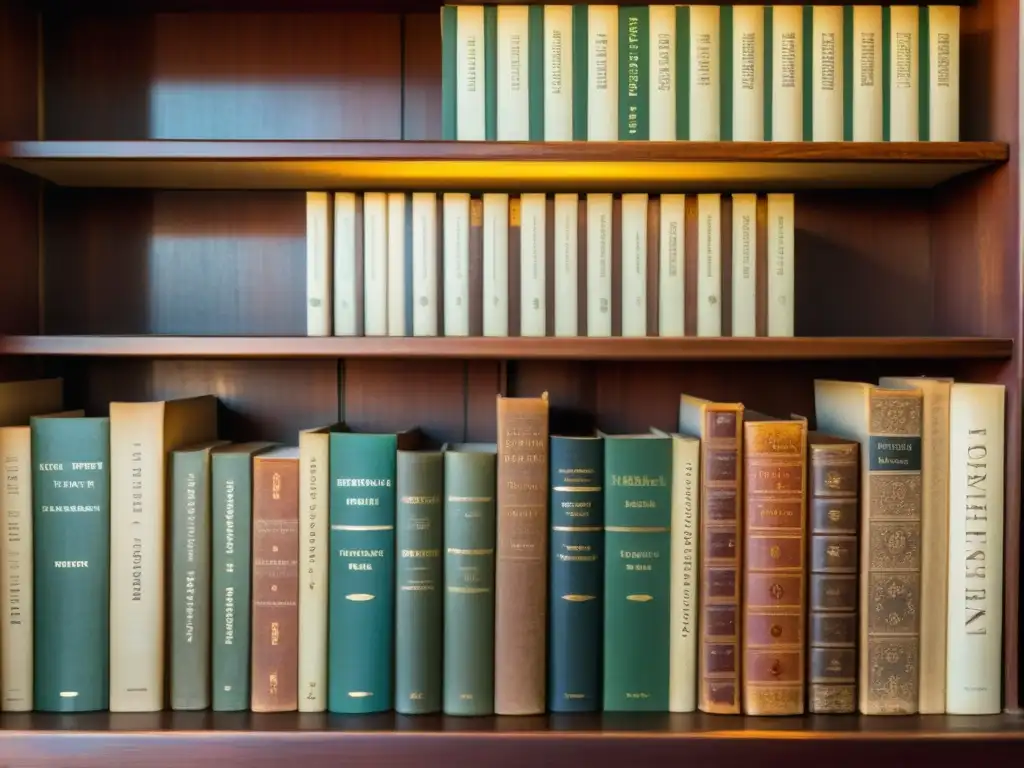 Una antigua estantería repleta de libros, iluminada por un rayo de sol