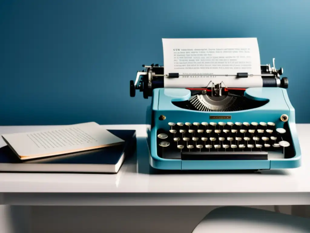 Evolution of Writing: Máquina de escribir y laptop Un antiguo escritorio con una máquina de escribir y un portátil moderno, representando la evolución del software especializado en escritura evolución