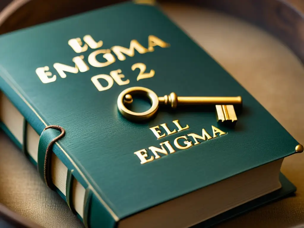 Un antiguo libro con la llave diagonalmente sobre la portada y 'El enigma de la habitación 622' en letras doradas