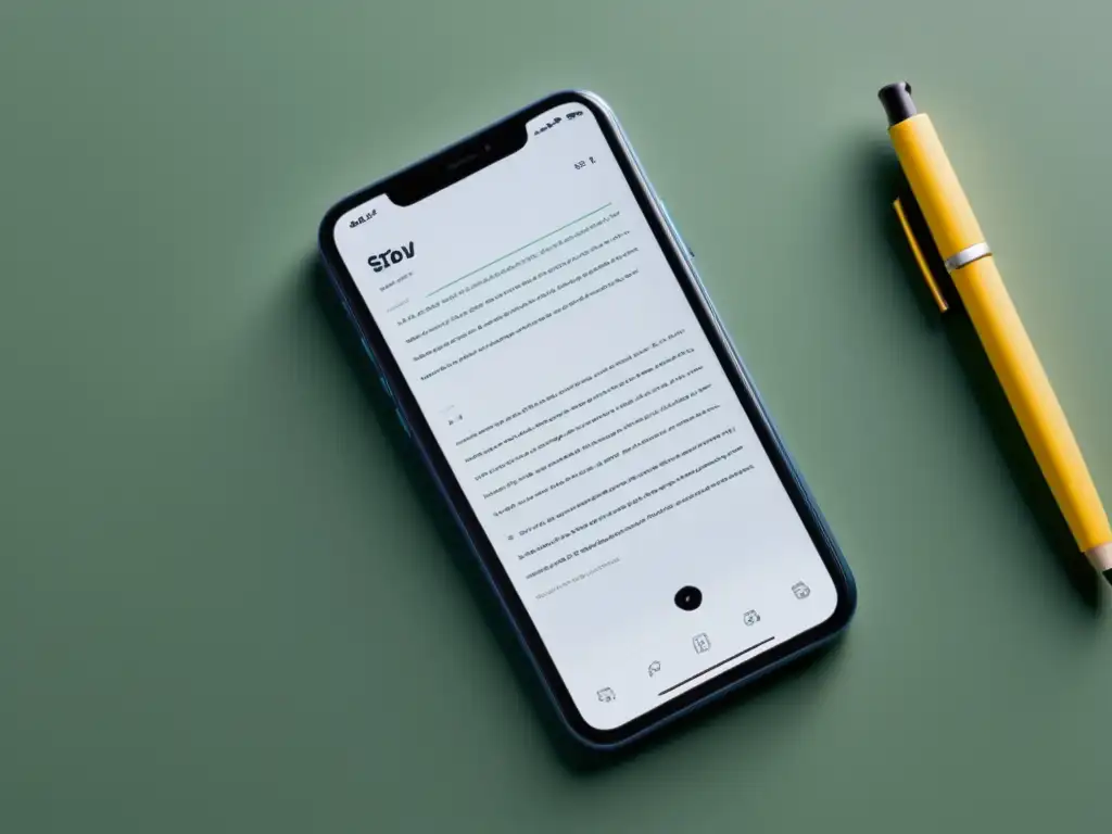 Una aplicación de escritura minimalista en un smartphone, ideal para los mejores aplicaciones móviles escritores