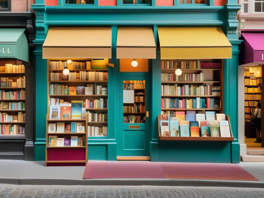 Una calle bulliciosa llena de personas de diversas culturas, inmersas en libros y escritura