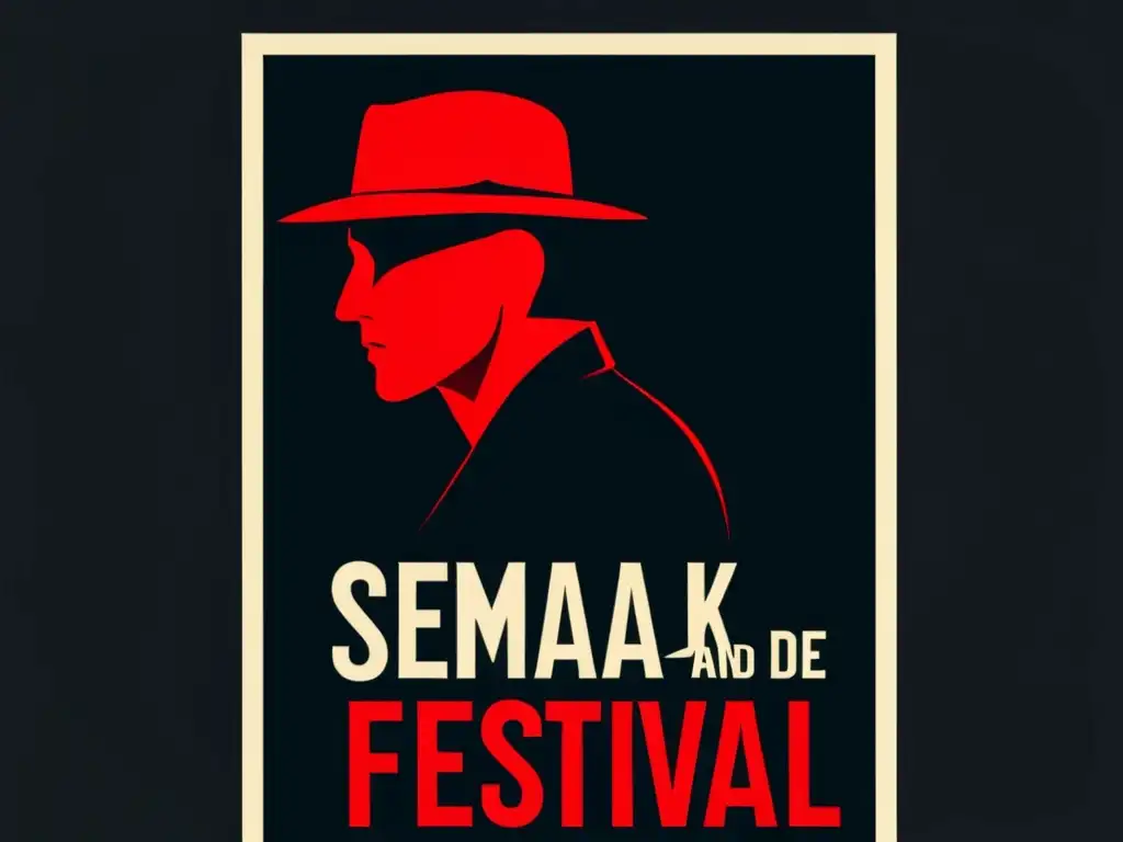 Semana Negra de Gijón: Misterio en Rojo y Negro Cartel Semana Negra Gijón novela negra: impactante diseño en negro y rojo con elementos de misterio y suspenso