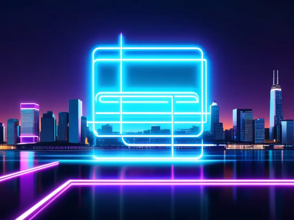 Poética digital: Fusión urbana de versos y luces neón Poesía cibernética en la era digital: Ciudad futurista con luces neón y versos poéticos integrados, una fusión visual única