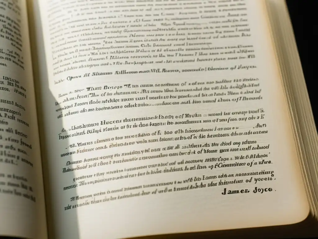 Closeup de página de 'Ulises' de James Joyce, mostrando la técnica de flujo de conciencia