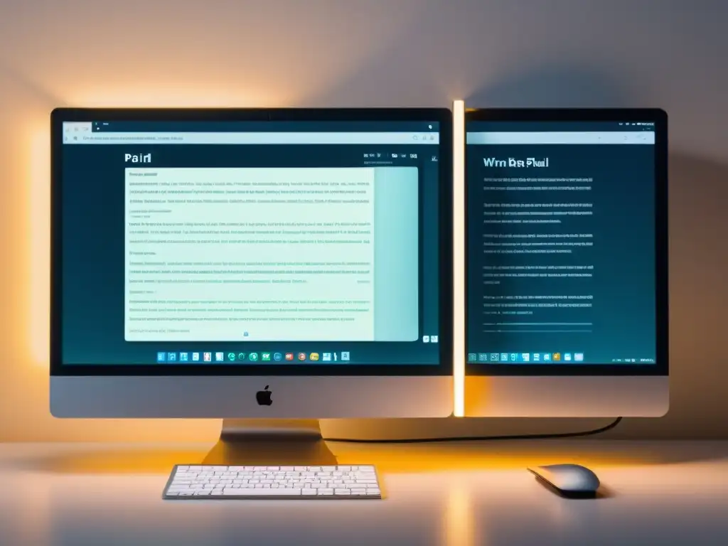 Comparativa software escritura gratuita: Pantallas con interfaces profesional y amigable, resaltando la diferencia