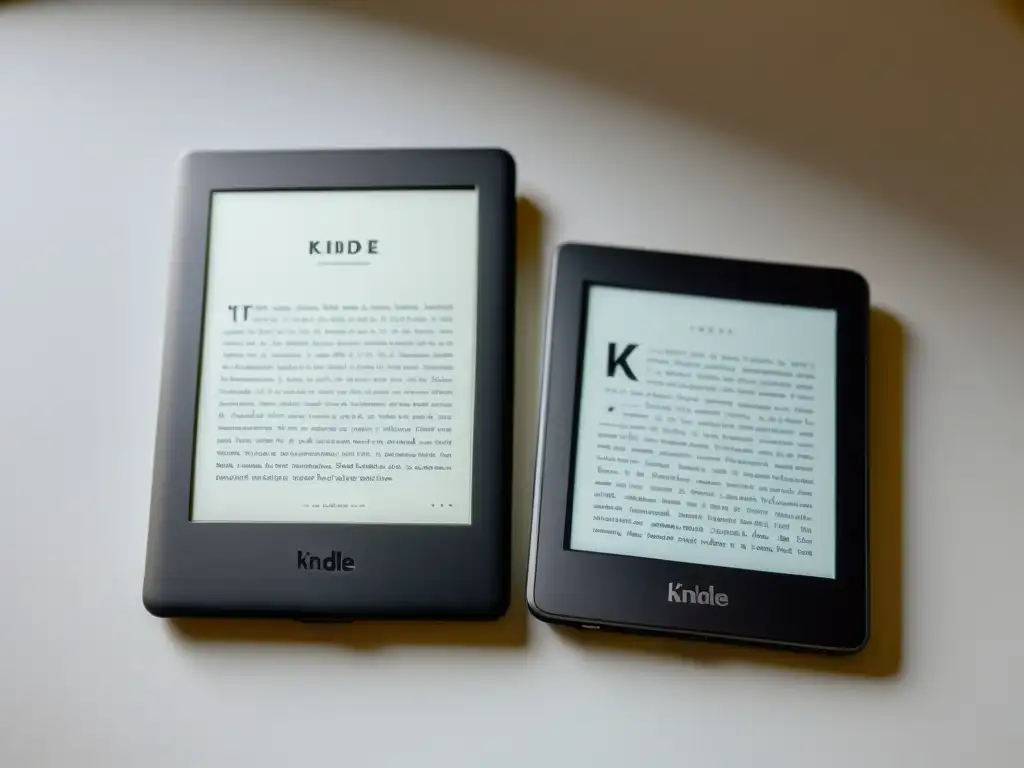 Una comparativa visual entre Kindle y Kobo en una imagen minimalista de alta resolución