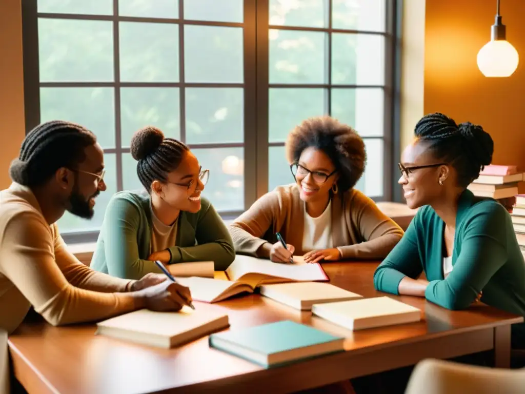 Una comunidad de escritores diversos comparte ideas y se apoyan en un ambiente acogedor, construyendo comunidad de lectores y escritores en redes sociales