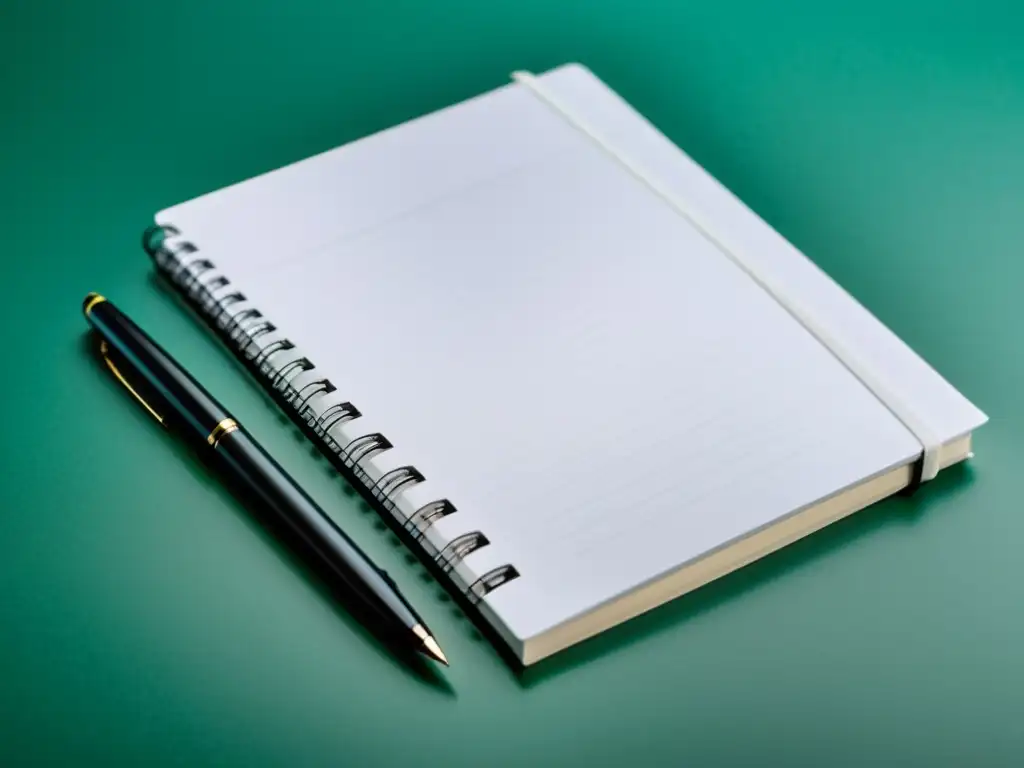 Un cuaderno en blanco con un elegante bolígrafo negro