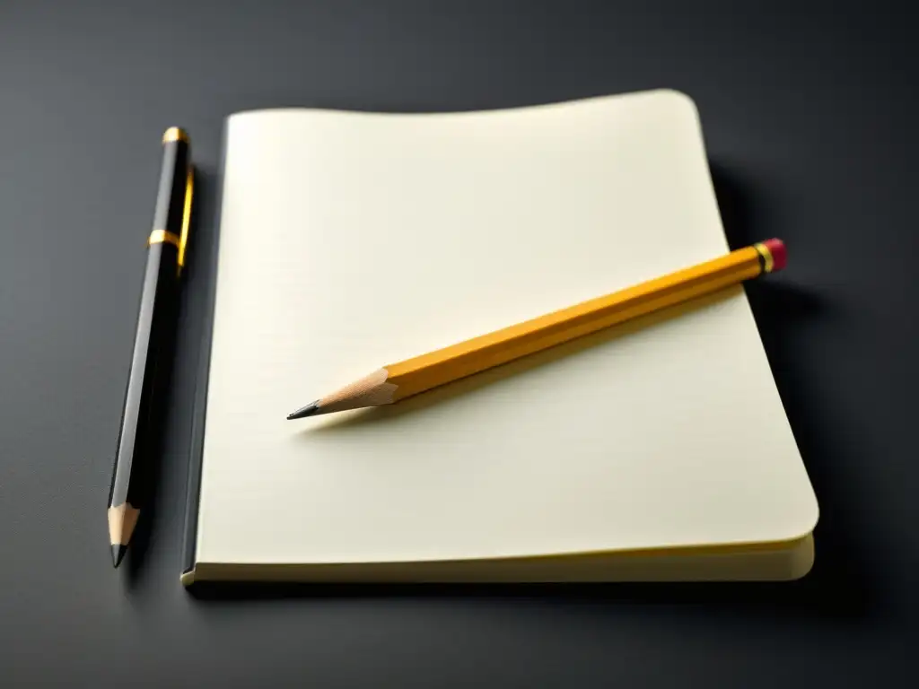 Libreta en blanco con lápiz: creatividad lista para fluir Cuaderno en blanco con lápiz, listo para crear historias en la plataforma de creación de historias interactivas