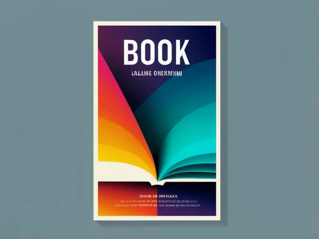 Cuadro de portada literaria vibrante y minimalista en 8K, con colores llamativos y tipografía elegante, en un póster moderno