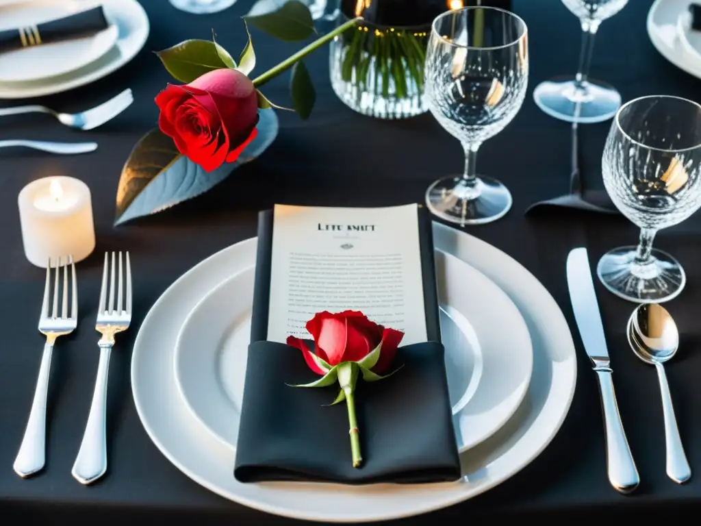 Decoración elegante para eventos temáticos literarios con mesa minimalista, vajilla blanca y novelas clásicas