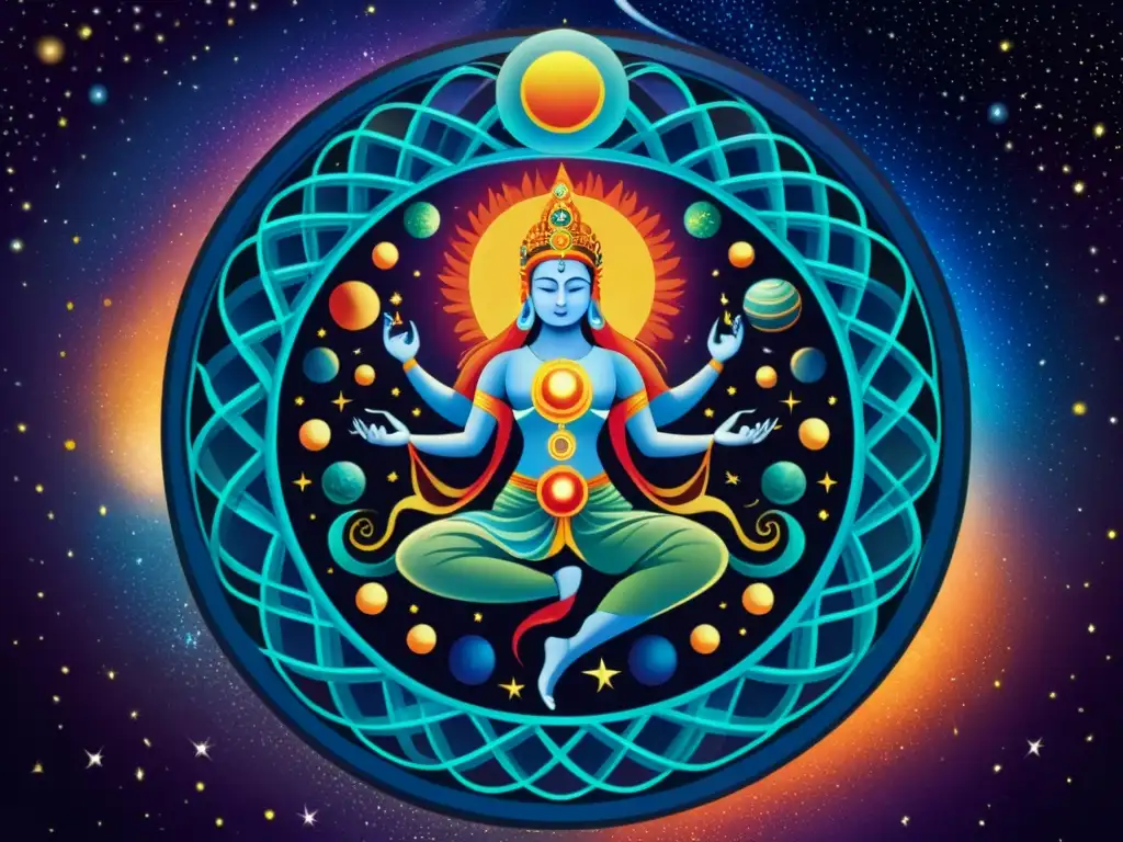 Dios cósmico tejiendo el universo: mitos de la creación Deidad cósmica tejiendo el universo con mitos de creación en diferentes culturas