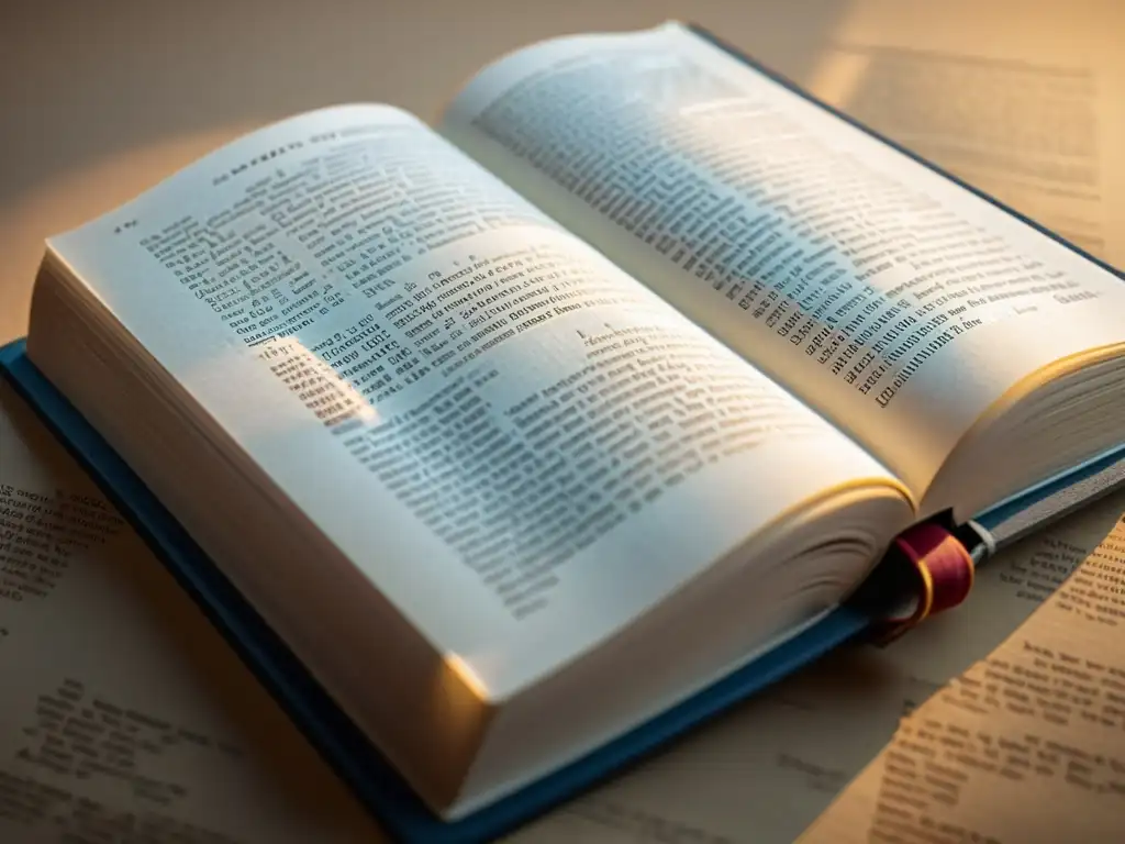 Detalle de un diccionario moderno abierto, mostrando la influencia del latín en el vocabulario moderno
