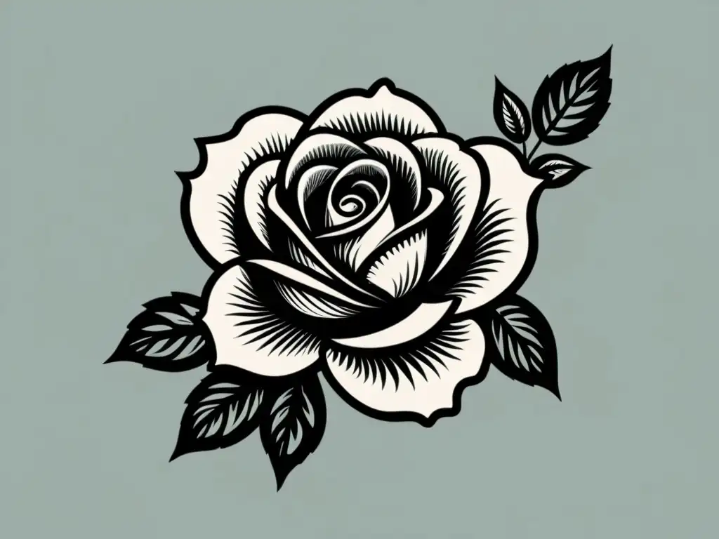 Detalle elegante de una rosa en tinta, rodeada de enredaderas, evocando la guía semiótica del simbolismo en la poesía