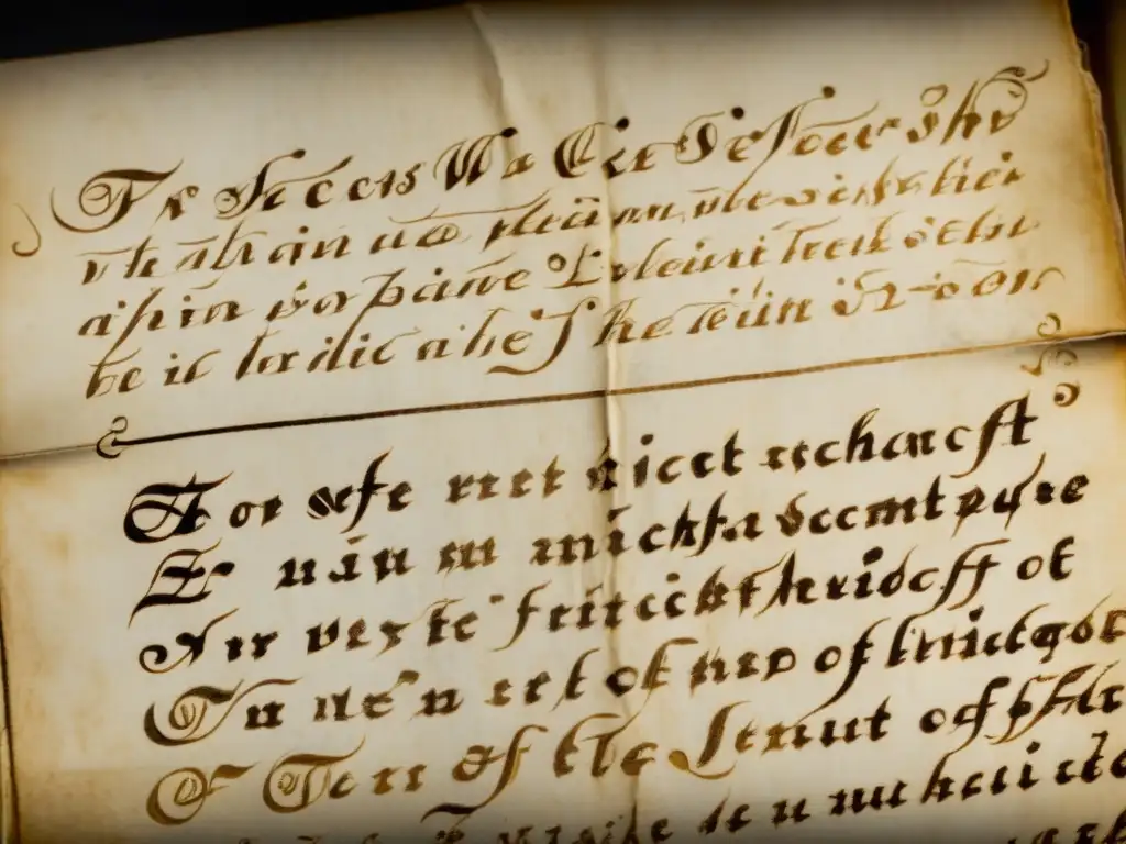 Detalle impresionante de un antiguo manuscrito desgastado con referencias ocultas en El nombre de la rosa