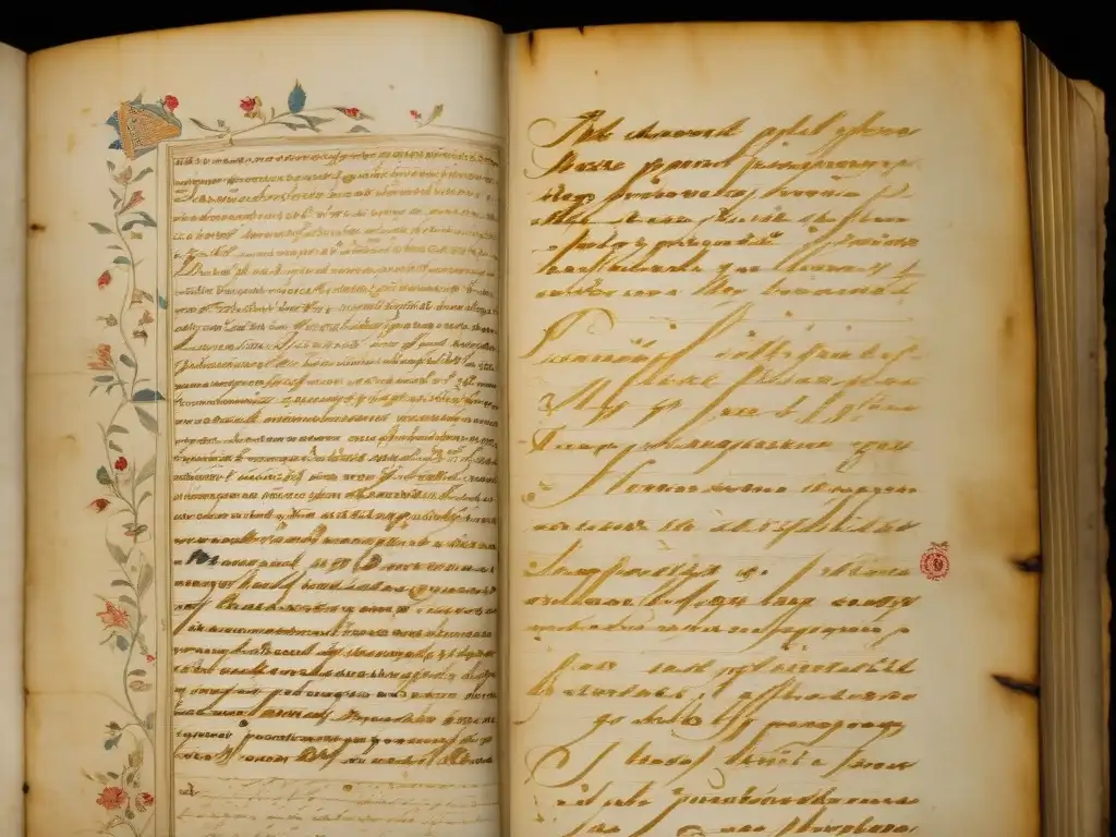 Detalle de manuscrito antiguo iluminado, con notas manuscritas y textura visible, evocando la importancia del biografismo en crítica literaria