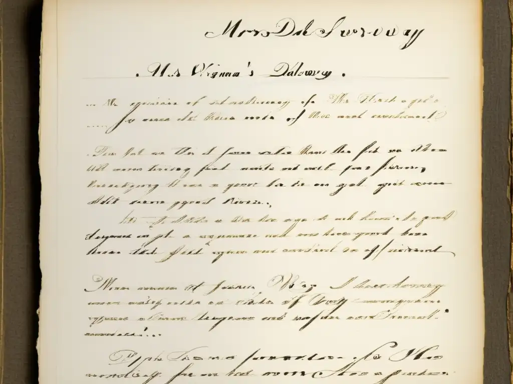 Manuscrito detallado de Virginia Woolf en alta resolución Detalle de manuscrito de Virginia Woolf de 'Mrs