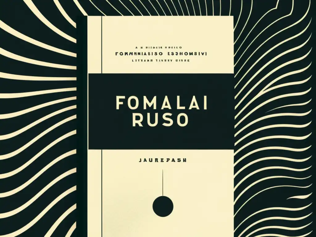 Detalle sofisticado de libro 'Formalismo Ruso' con geometría, reflejando su innovación en crítica literaria