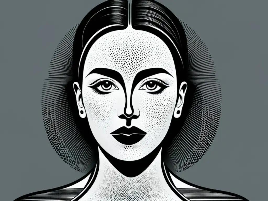 Metamorfosis detallada: rostro humano se transforma en escarabajo Un dibujo detallado muestra la transformación de un rostro en escarabajo, con precisión y delicadeza