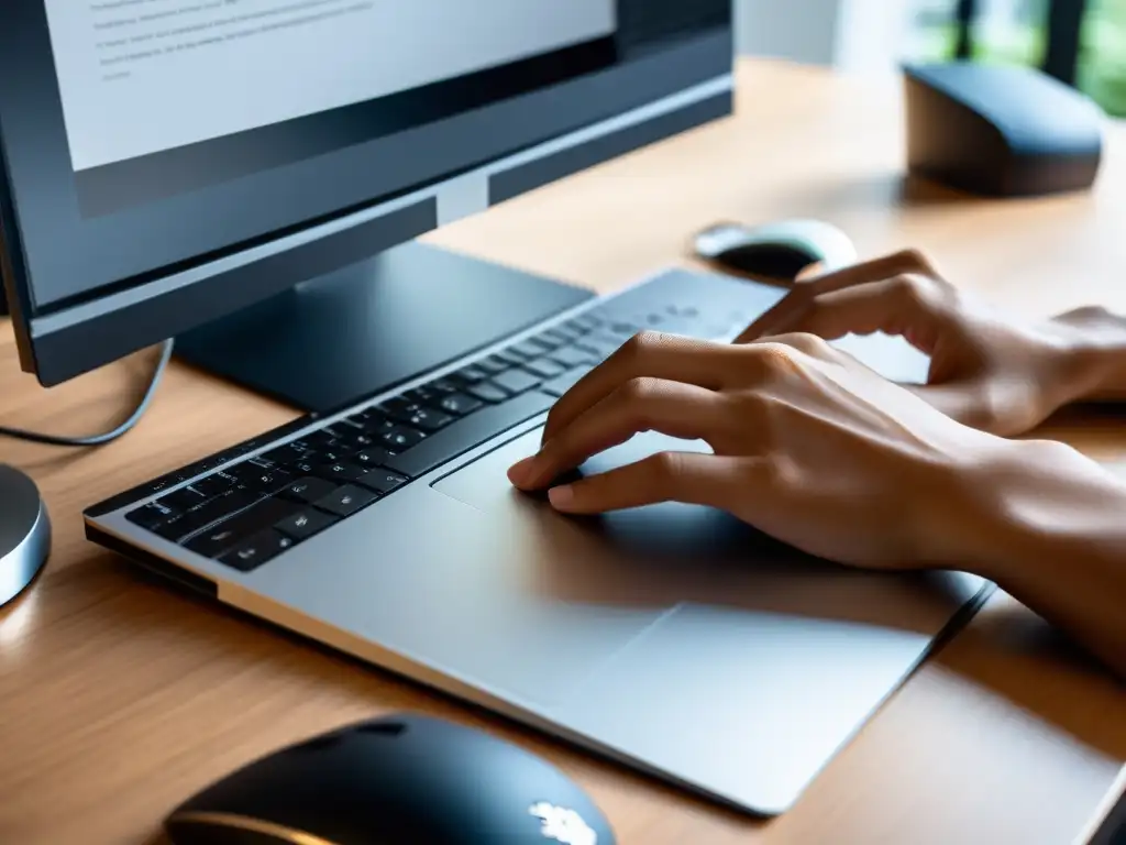 Un diseñador de libros profesional trabajando en una computadora moderna