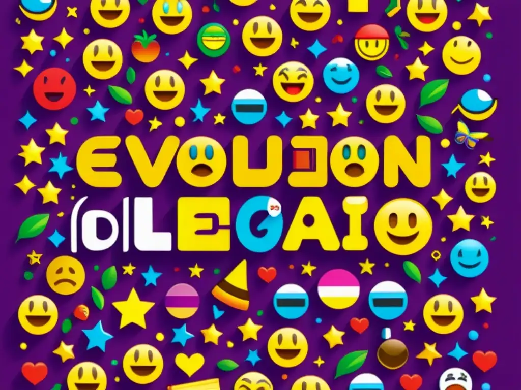 Un diseño moderno y colorido de la portada del libro 'Evolución del lenguaje literario: El uso de emojis'