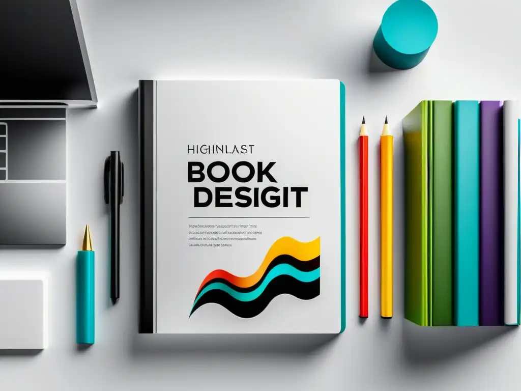 Diseño de portada atractiva para libros: herramientas de diseño modernas y elegantes en un entorno limpio y minimalista