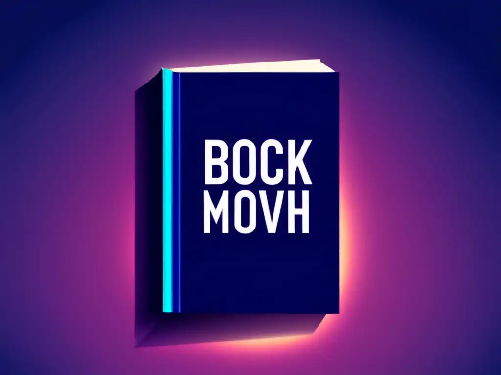 Un elegante book trailer con diseño minimalista y tipografía llamativa en un fondo degradado azul y morado