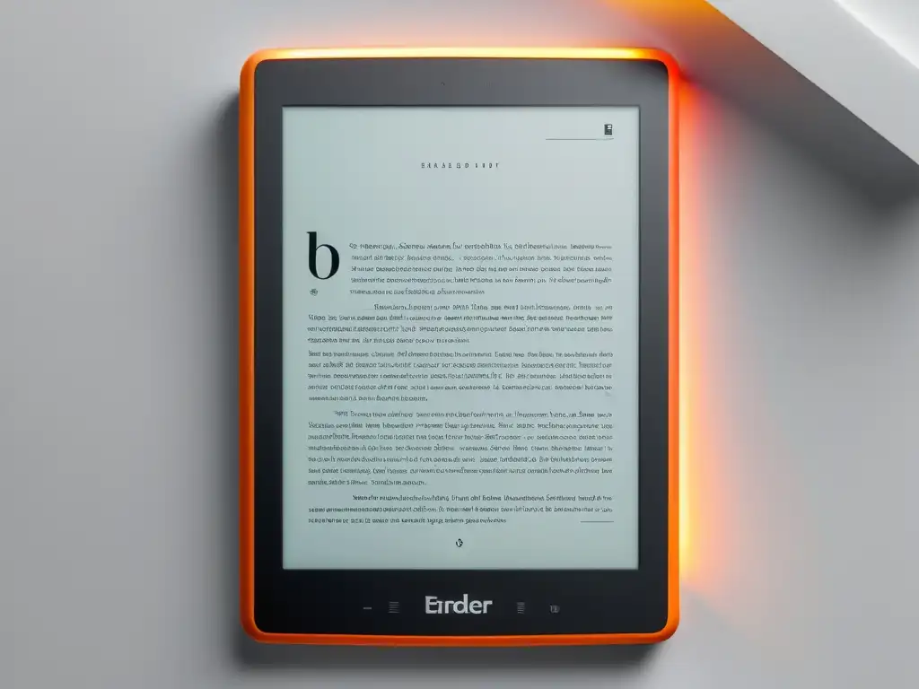 Un elegante ereader muestra la portada de un libro vibrante