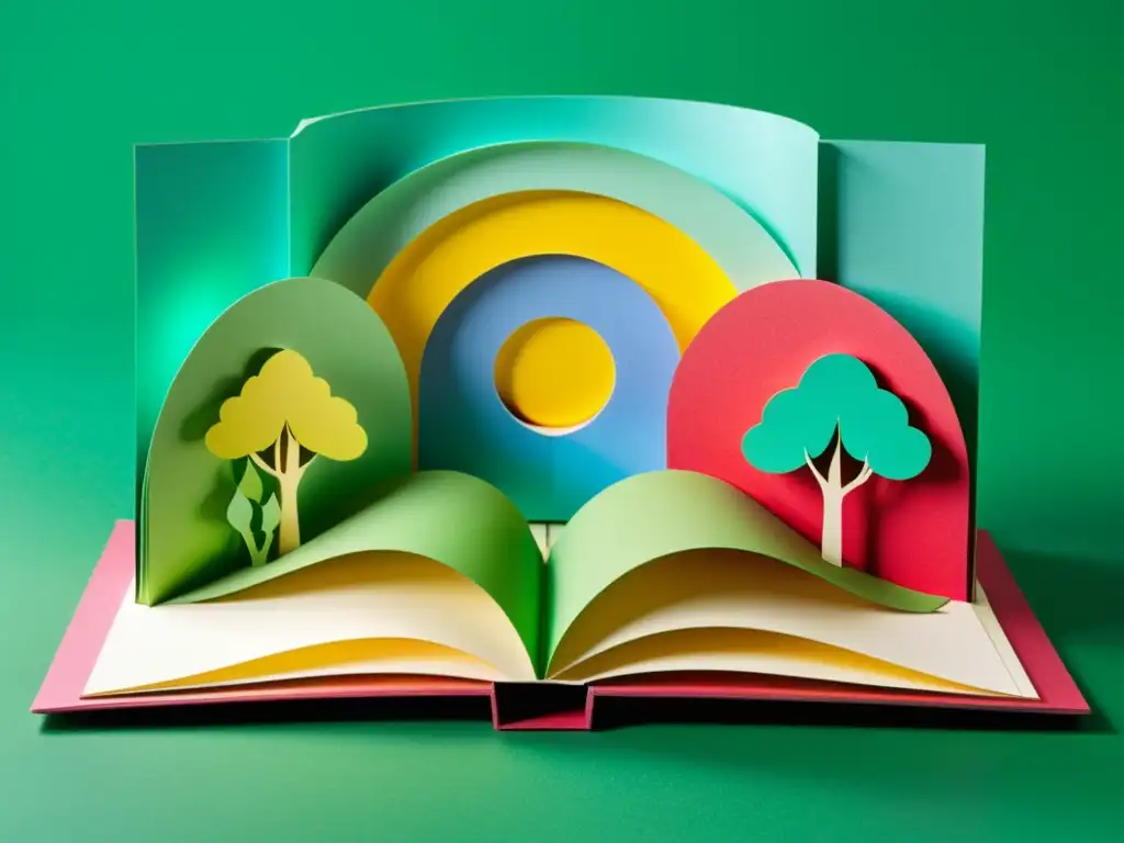 Espectacular libro pop-up tridimensional con detalles vibrantes y colores vivos