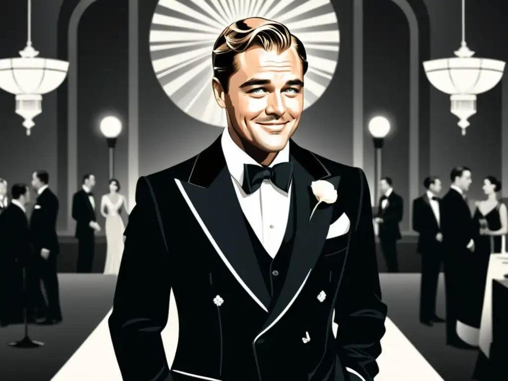 La ilustración muestra a Jay Gatsby en una fiesta opulenta, capturando su complejo carácter