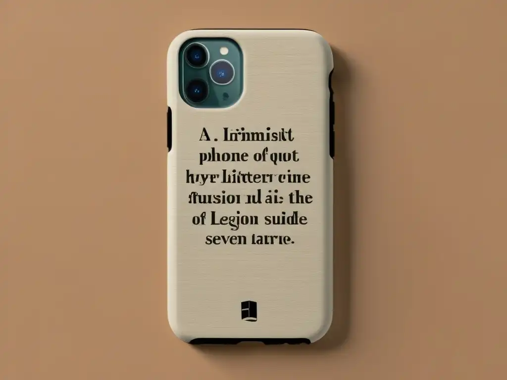 Funda de móvil con cita literaria: estuche minimalista con elegante cita grabada y sofisticada tipografía en fondo limpio