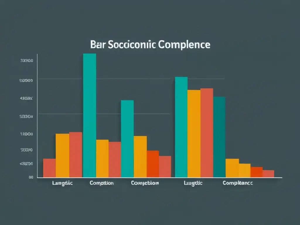 Gráfico de barras elegante que muestra la correlación entre competencia lingüística y nivel socioeconómico en 8k