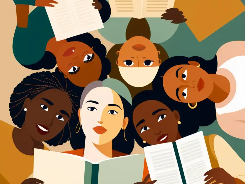 Círculo literario: Pasión femenina en discusión Grupo diverso de mujeres en intensas y apasionadas discusiones literarias