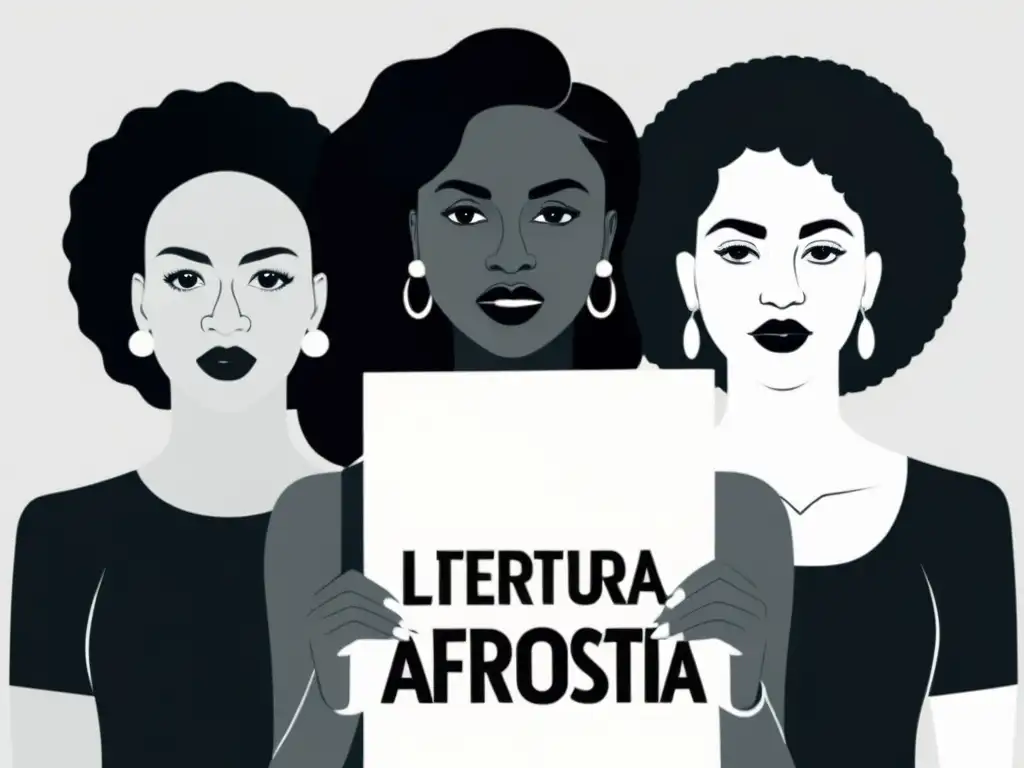 Grupo diverso de mujeres sosteniendo libros con el título 'Literatura Afrofeminista'