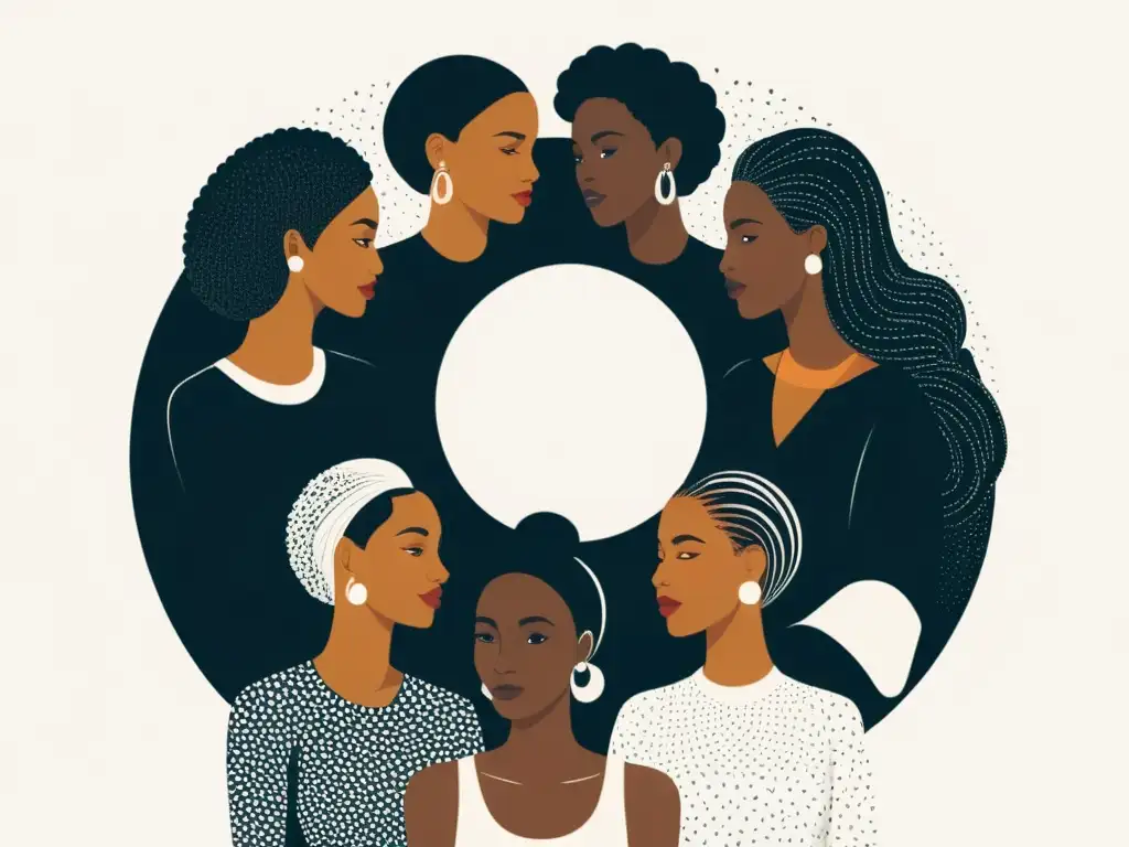 Grupo de mujeres diversas con diferentes estilos y rasgos, unidas en círculo, dialogando
