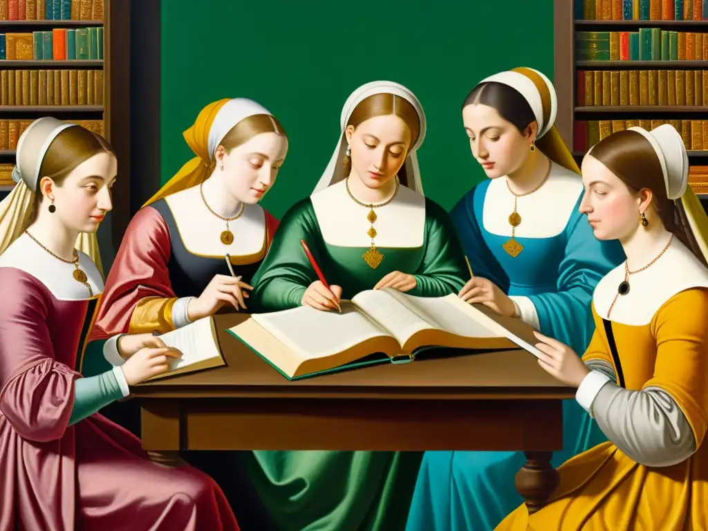 Grupo de mujeres del Renacimiento precursoras del feminismo y la literatura contemporánea, comprometidas con la lectura y escritura