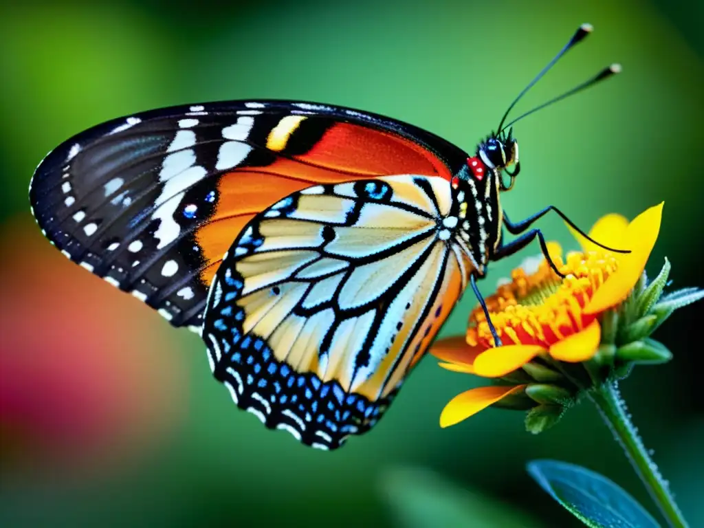 Hermosa mariposa posada en flor, representando la herencia darwinista en la literatura con su belleza natural y vitalidad