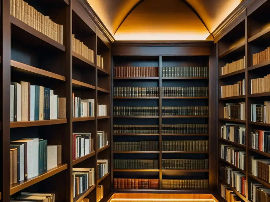 Imagen de una biblioteca con libros antiguos en estantes de madera