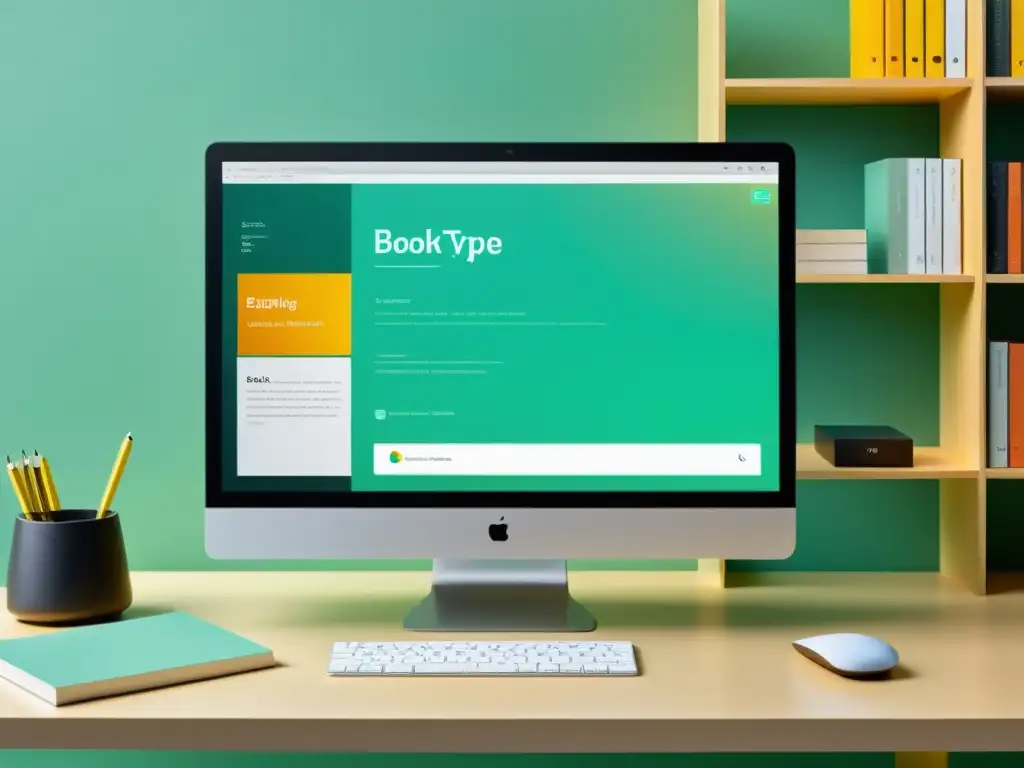 Imagen de computadora moderna con interfaz de Booktype para edición colaborativa de libros