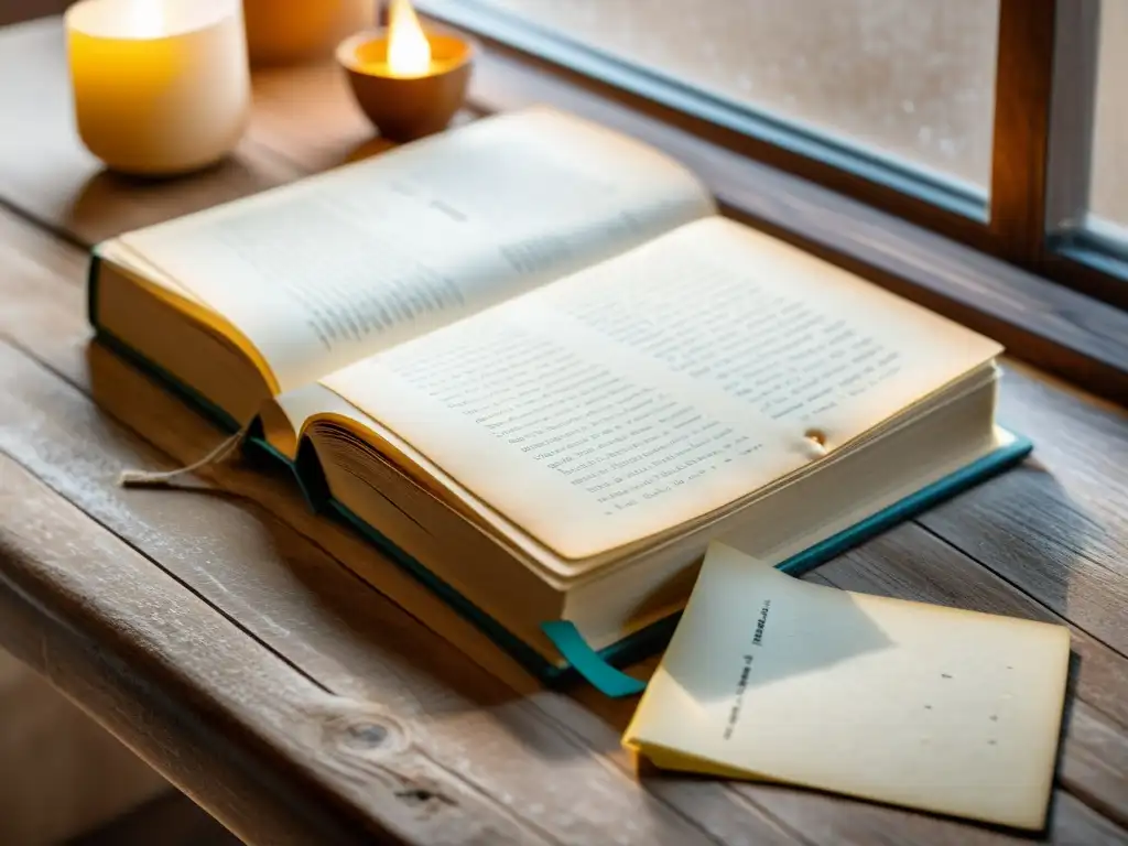 Una imagen 8k detallada de un libro de cocina vintage en una mesa de madera, iluminada por la luz suave de una ventana