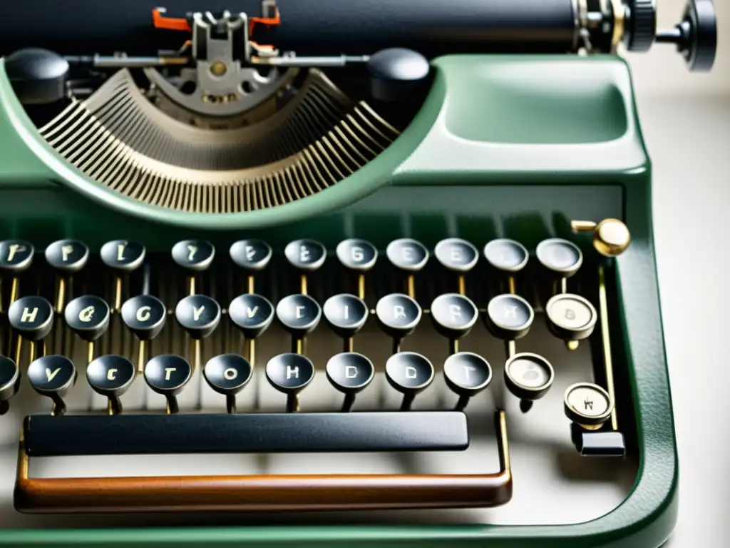 Una imagen de una elegante máquina de escribir vintage, con las teclas detalladas y desgastadas, evocando el manejo del ritmo en escritura