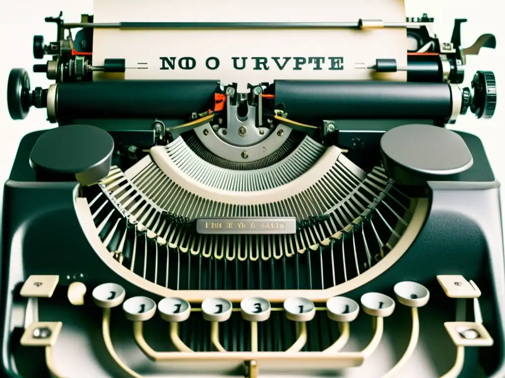 Imagen de una elegante máquina de escribir vintage con detalles intrincados en las teclas y desgastada tipografía