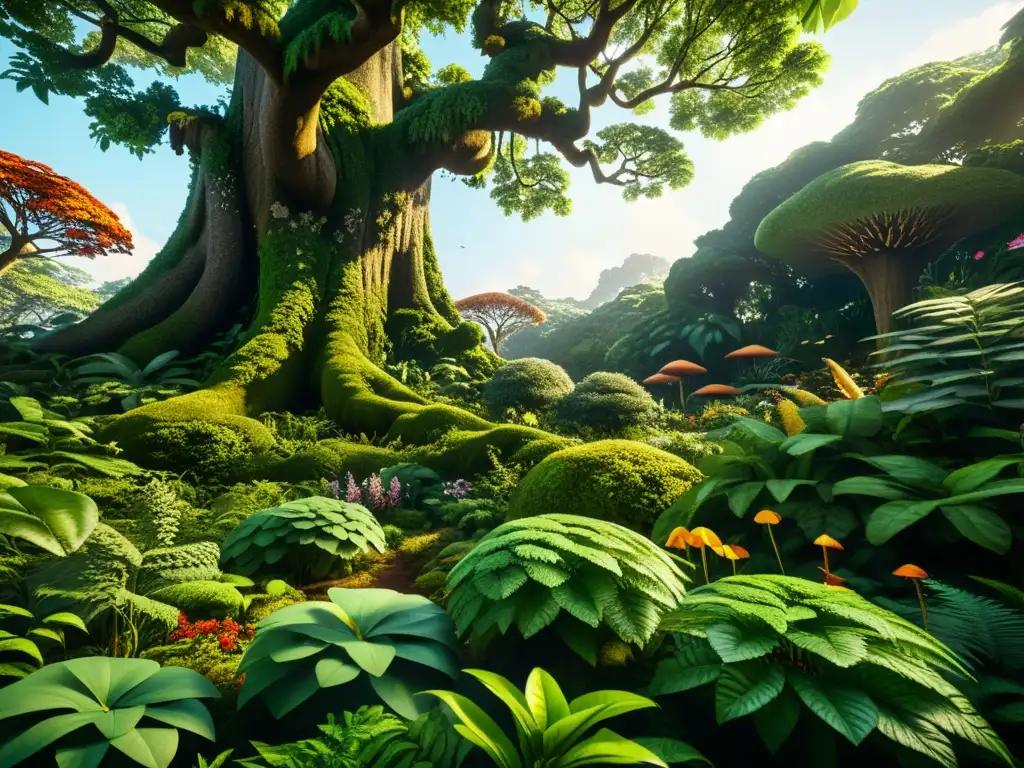 Imagen 8k de un exuberante bosque, resaltando la evolución del naturalismo literario con su rica biodiversidad y belleza natural