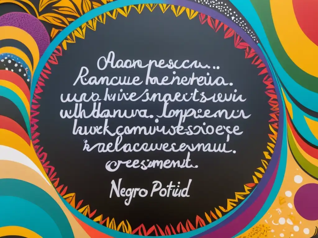 Imagen impactante de poesía negritud con palabras poderosas y arte vibrante