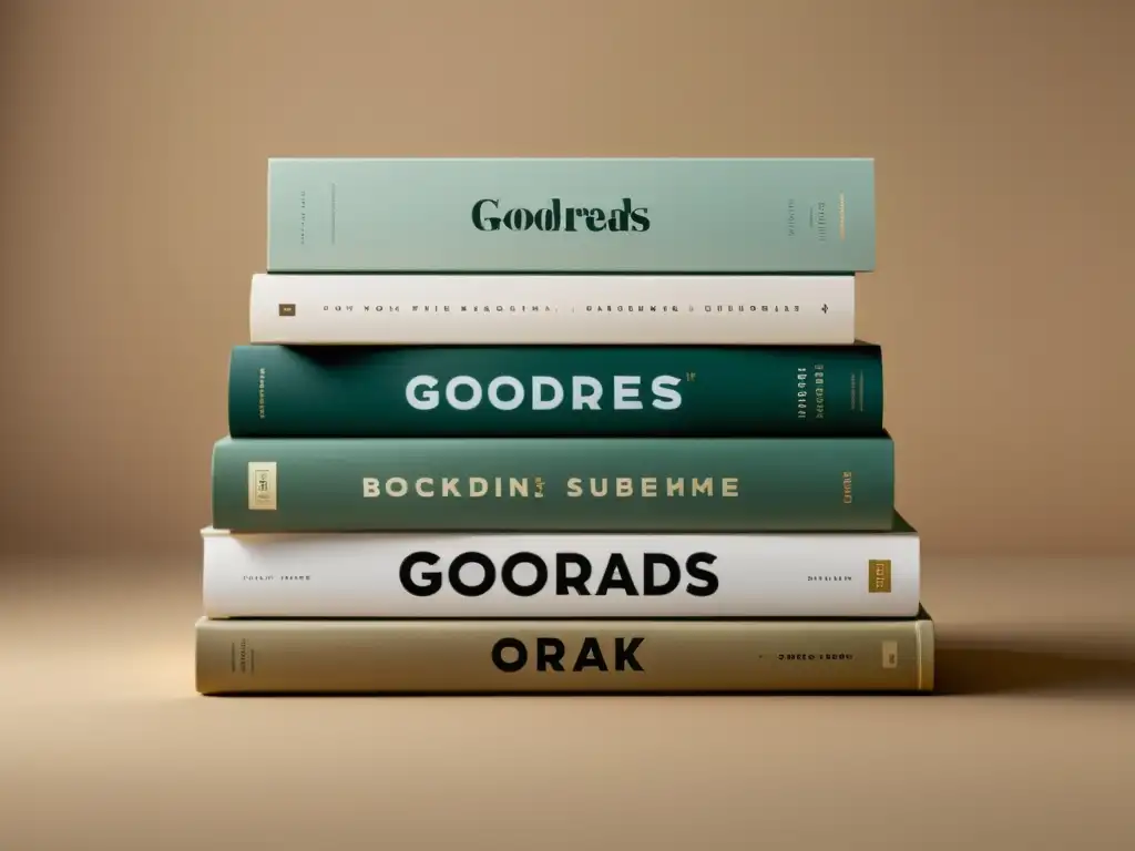 Imagen minimalista de libros con el logo de Goodreads integrado sutilmente