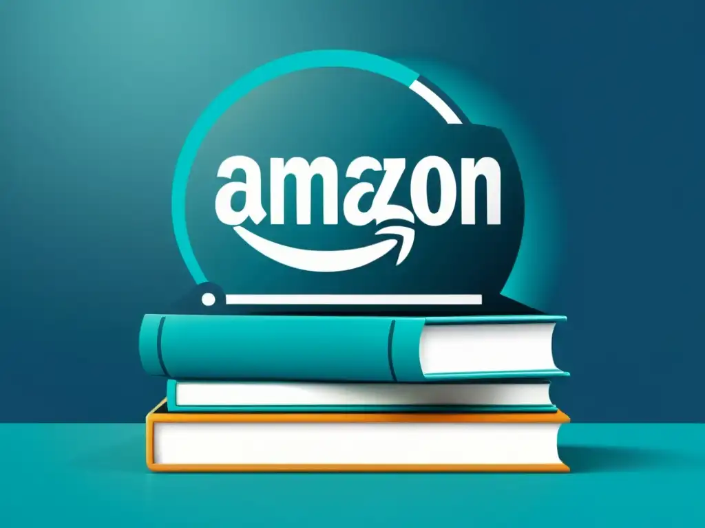 Una imagen moderna y profesional con estrategias de autopublicar en Amazon KDP, resaltando libros y elementos de marketing sutil