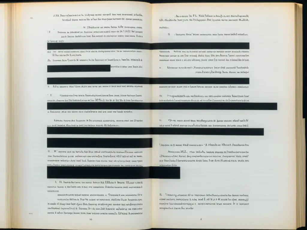 Imagen de página redactada de texto literario, transmitiendo la semántica de censura literaria y textos prohibidos